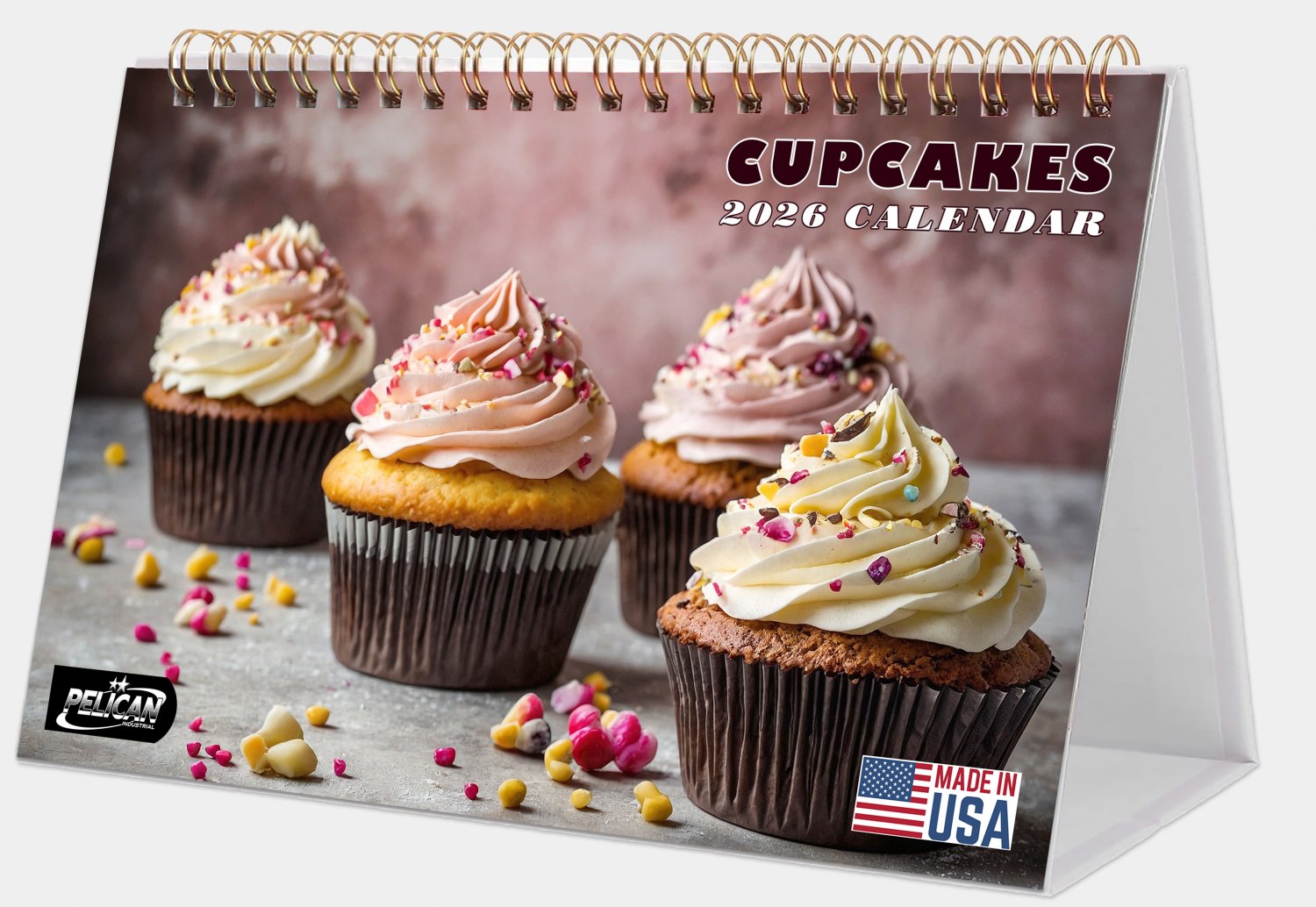 2026-12 Months Desk Calendar Desktop Planner with To-Do List (Cupcakes)