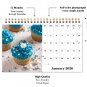 2026-12 Months Desk Calendar Desktop Planner with To-Do List (Cupcakes)