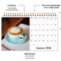 2026-12 Months Desk Calendar Desktop Planner with To-Do List (Coffee Time)