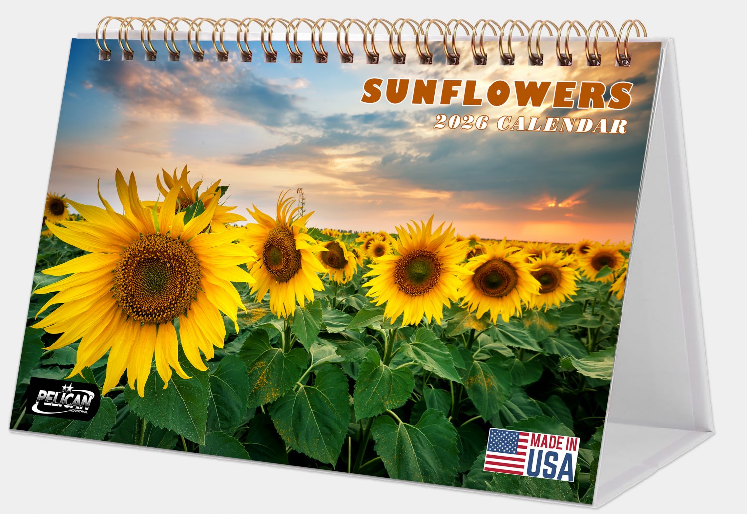 2026-12 Months Desk Calendar Desktop Planner with To-Do List (Sunflowers)