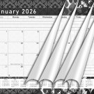 2026 Monthly Magnetic/Desk Calendar - 12 Months Desktop/Wall Calendar - B&W - (Edition #017)