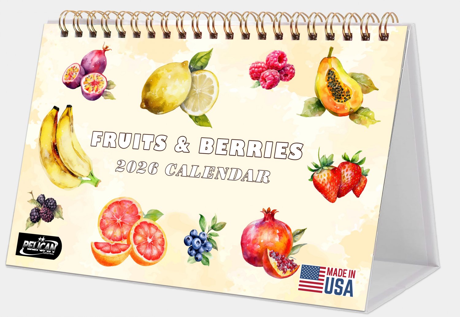 2026-12 Months Desk Calendar Desktop Planner with To-Do List (Fruits & Berries)