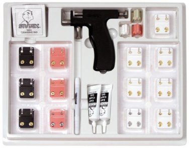 studex universal ear piercing starter kit set gun studs 24k gold m997 stu new
