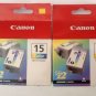 LOT OF 4 NEW GENUINE Canon BCI-15 color X 2 & BCI-15 black X 2 ink i70 i80