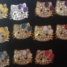 Large hello kitty adjustable ring silver plated/gold plated w/ rhinestones