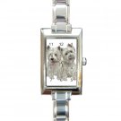 Westies West Highland White Terriers Dog Rectangular Italian Charm Watch 12111260