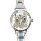 Westies - West Highland White Terriers - Dog Round Italian Charm Watch  12111261