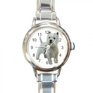 West Highland White Terriers - Westies - Dog Round Italian Charm Watch 12111833