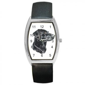 Black Lab Labrador Retriever Dog Barrel Style Metal Watch Unisex 12135271