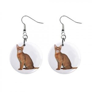 Abyssinian Cat Pet Lover  1" Button Earrings 12168389