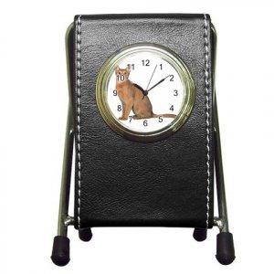 Abyssinian Cat Pet Lover Pen Holder Desk Clock 12168417