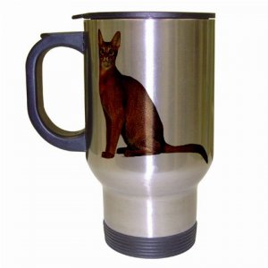 Abyssinian Cat Pet Lover  Coffee Travel Mug Silver Gray 12168422