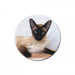 Siamese Cat Pet Lover  Rubber Round Coaster 4 pack 12203190