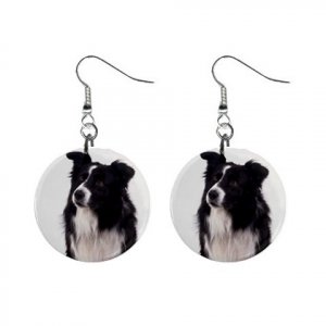 Border Collie Dog Pet Lover Jewelry Button Earrings 12142749