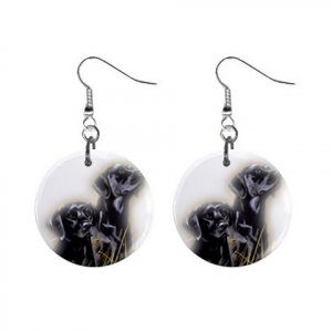 Black Lab Labrador Retriever Puppy Puppies Dog Jewlery Button Earrings 12135415