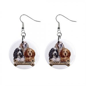 Cocker Spaniel  Dog Pet Lover Jewelry Button Earrings 15454516