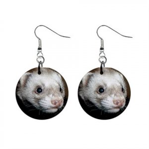 Ferret Pet Lover Jewelry Button Earrings 13164149