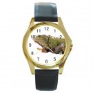 Iguana Lizard Reptile Pet Lover Round Gold Metal Watch Unisex  12239853