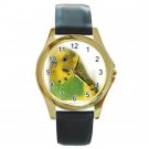 Parakeet Bird Pet Lover Round Gold Metal Watch Unisex 16301617