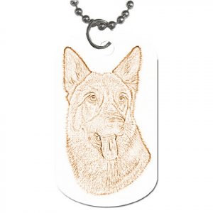 German Shepherd Dog Sketched Art Dog Tag Necklace Chain - 18879798