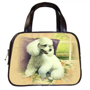 Brown Designer 100% Leather POODLE Dog Handbag Purse #19334247