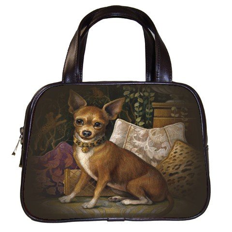 Brown Designer 100% Leather Chihuahua Dog Handbag Purse #19334666