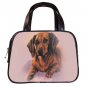 Black Designer 100% Leather DACHSHUND pet dog Handbag Purse #19337944