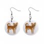 New Dog Long Haired Chihuahua 1" Round Button Dangle Earrings Jewelry 14538129