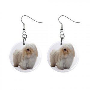 Coton de Tulear Dog Pet Lover Jewelry Button Earrings 13164147