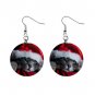 New Christmas Kitten 1" Round Button Dangle Earrings Jewelry 13164145