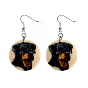 Rottweiler Dog Pet Lover 1" Button Dangle Earrings Jewelry 16454692