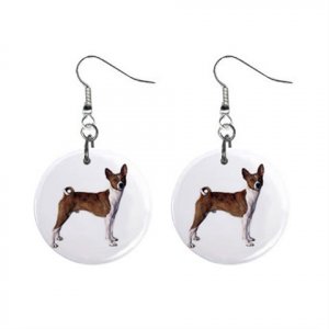 Dog Basenji Pet Lover 1" Button Dangle Earrings Jewelry 16945052