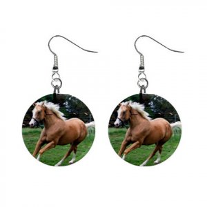 New Palomino Horse 1" Round Button Dangle Earrings Jewelry  13164155