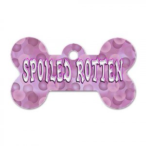 Bone Shape SPOILED ROTTEN Purple Bubbles Dog Tag or Necklace Jewelry or Pet Collar Tag 23305707