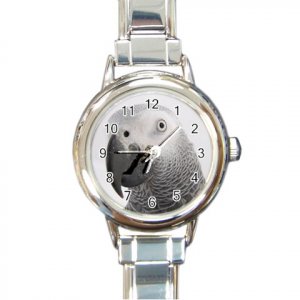 African Grey Bird pet Round Italian Charm Watch 17476829