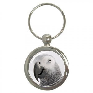 AFRICAN GREY Bird Pet Lover Key Chain Round 17476851