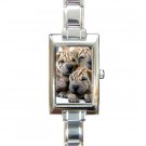 Chinese Shar Pei Dog Rectangular Italian Charm Watch 14172858 PAEC