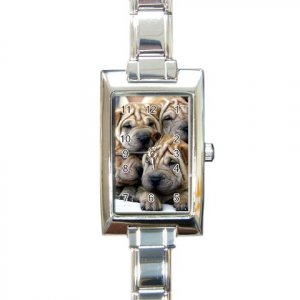 Chinese Shar Pei Dog Rectangular Italian Charm Watch 14172858 PAEC