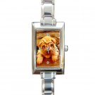 Chinese Shar Pei Puppy Dog Rectangular Italian Charm Watch 14172874 PAEC