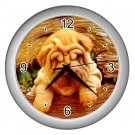 CHINESE SHAR PEI Puppy Dog Pet Lover Wall Clock Silver 14172879 PAEC