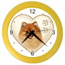 POMERANIAN Dog Pet Lover Wall Clock Yellow 26588100 PAEC