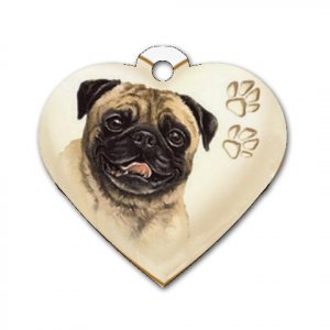 Heart Shape PUG Dog Tag or Necklace Jewelry or Pet Collar Tag 26588207 PAEC