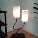 Bedside desk iron lamp 60 cm. Bedroom table lamp. Modern style with two fabric lampshades
