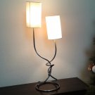 Bedside desk wrought iron lamp 70 cm. Modern style Handmade table lamp with two fabric lampshades