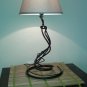 Bedside desk iron lamp 50 cm tall Bedroom table lamp Modern style with beige fabric lampshade