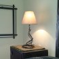 Bedside desk iron lamp 50 cm tall Bedroom table lamp Modern style with beige fabric lampshade