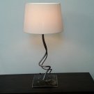 Wrought iron bedroom bedside lamp 60cm. Fabric beige lampshade. Handmade iron lamp