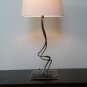 Wrought iron bedroom bedside lamp 60cm. Fabric beige lampshade. Handmade iron lamp