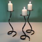 3 x Wrought iron candlesticks Handmade clasic design candle holder Black color 35cm.