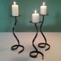 3 x Wrought iron candlesticks Handmade clasic design candle holder Black color 35cm.